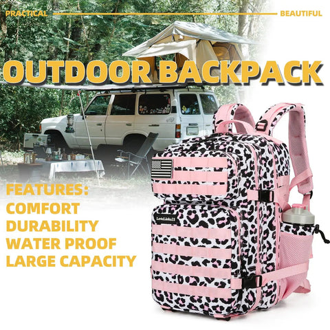 Beast Of A 25L Tactical Backpack For Men And Women With MOLLE System Small Assault Pack In Pink Leopard Print Outdoors