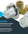 Multi Turn Chrome Shower Stall Valve One Half Inch IPS Brass Wall Mounted Shower Valve For Standard Showers Durable High Impact Construction Easy Install Replacement Valve For Modern Bath