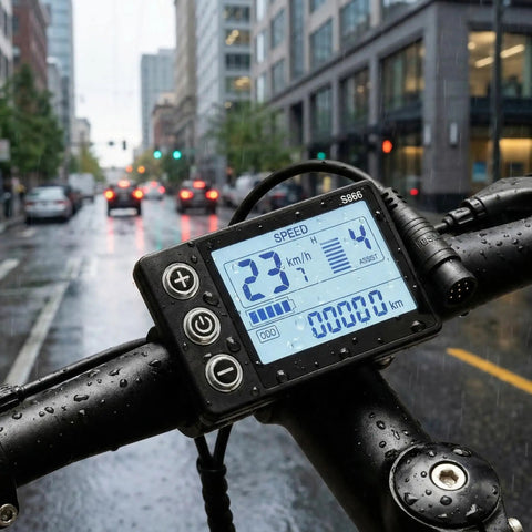 Ride Ready Electric Bike LCD Display Dashboard For 24V 36V 48V E Bikes And Scooters 5 Pin Waterproof Connector UART No 2 Protocol Real Time Speed Battery Gauge Gear Indicator Universal Handlebar Mount