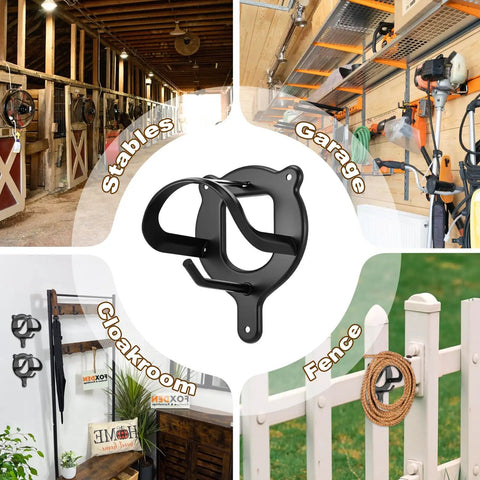 Six Pack Metal Horse Bridle Rack With Tubes And Screws Heavy Duty Bridle Holder Wall Mount for tack room, stables, garage, fence.