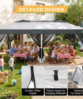 10x20 Pop Up Gazebo With Mosquito Netting Sidewalls No Tools Needed One Push Easy Up Canopy With Dual Vent Roof Waterproof And UV 50 Plus Screen Tent For Party Time Backyard Patios And Events installed in a backyard with people dining.