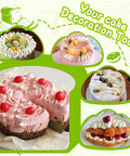 Cake decorated with frosting and fruit using Three Piece V Shaped Piping Tips Set Pro Grade Stainless Steel Cake Decorating Tips
