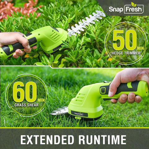 Cordless 2-In-1 Hedge Trimmer And Grass Shears With 180 Degree Rotating Head Lightweight 7.2V in green trimming bushes and grass