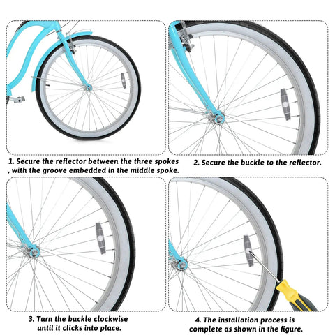 Installation steps for 4 Pack Bike Wheel Reflectors For Night Riding Bicycle Spoke Reflectors For Mountain And Road Bikes