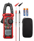 Digital Clamp Meter Multimeter With Auto-Ranging 4000 Counts For AC And DC Voltage And Current, Resistance, Capacitance, Frequency, Duty Cycle, Diode, Continuity, Live Wire NCV Test, Non Contact Voltage Detection, Pro Grade Tool For Pros And DIY, with probes and case