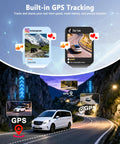 Triple Channel Dash Cam For Cars With 4K Front, 2K Interior And 2K Rear Footage, 128GB Card Included, built-in GPS tracking