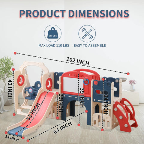 12 In 1 Toddler Outdoor Playset With Swing And Slide Indoor Outdoor Climber Playground dimensions and features