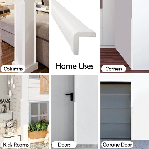 Soft Yet Sturdy Rubber Wall Corner Guard Edge Protector For Baby Proofing And Kid Safe Living 1x1x36 Inches white in home use