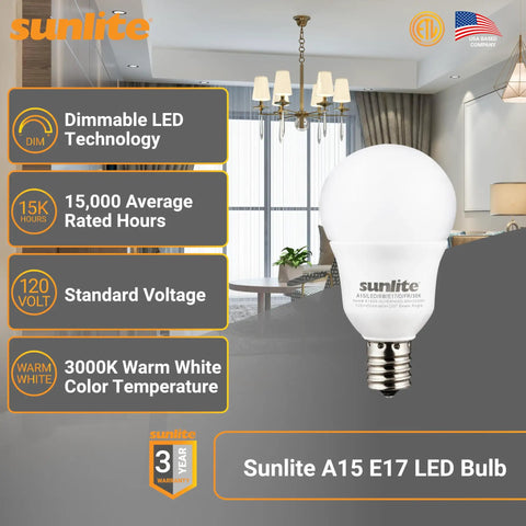 A15 LED Bulbs E17 Intermediate Base 6W (40W Equiv) Dimmable Frosted Finish with lighting fixture in background