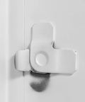 Tough As Nails Flush Access Panel 16 By 16 Inch Solid Steel Frame latch detail, white surface, designed for drywall or plaster.