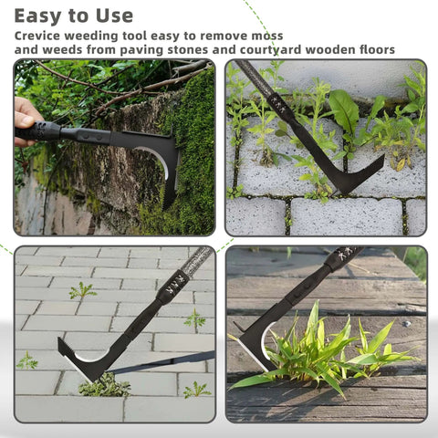 Long Handle Crack Weeder 48 Inch Stainless Steel Manual Weeding Tool For Narrow Gaps And Cracks, Weed Grabber Remover For Sidewalks And Pavers, Moss And Weeds Between Tiles, Easy Grip Weeder