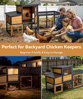 Wooden Chicken Coop For 2 To 4 Chickens With Run And 2 Nesting Boxes 2 Roost Bars PVC Windows Weather Resistant Roof