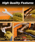 Vigruve Heavy Duty Grease Zerk Fittings Kit With 540pcs Galvanized Npt And Sae Metric Accessories Including Straight 45-90 Angled Nozzles Plus Caps And Wrench For Tough Outdoor Gear And Vehicles. wrench and grease fitting installation on machinery