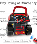 Big Truck Engine Toy For Kids Aged 3 To 8 With Take Apart Mechanic Repair Set showing parts and remote control key.