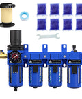 Three Eighth Inch NPT Compressed Air Filter Regulator Lubricator Combo With Dryer And Oil Water Separator, accessories included