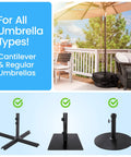 Water Bag Umbrella Base Weight With Side Slot Opening, 30L 70lb Water Filled Stand Anchor for Cantilever Patio Umbrellas