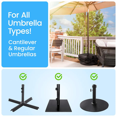 Water Bag Umbrella Base Weight With Side Slot Opening, 30L 70lb Water Filled Stand Anchor for Cantilever Patio Umbrellas