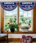 250th Anniversary American Flag Bunting Set, Two Pieces 1.5 By 3 Feet, 1776 To 2026 Patriotic Banner in window display