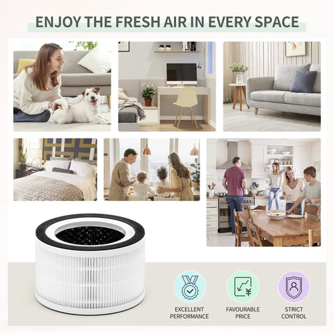 Family enjoying clean air from Replacement Air Purifier Filters For Afloia Halo And Mooka Allo Units, H13 HEPA 3-stage filtration