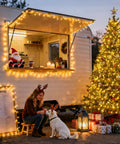 168Ft Outdoor LED String Lights With 600 Warm White LEDs Clear Wire Waterproof Plug In For Patio Garden Pergola Tree Decor Wedding Party Holidays Christmas Bedroom Vibes illuminating a food truck and Christmas tree