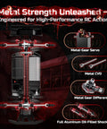 Detailed view of Zombie Themed All Terrain RC Monster Truck 40KPH 4WD Electric Off Road Car with highlighted metal parts and shocks.