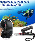 Diver using Coiled Lanyard for Scuba Gear with Heavy Duty Stainless Steel Core and TPU Shell Tough as Nails Retractable Safety Cord