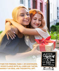 Chill Coffee And Tea Bar Decor Sign Set For Kitchen Or Desk Wooden Tea Station Accessories And Table Decor Themed Gift Idea Includes Sturdy Iron Stand For Easy Display with hugging friends in background