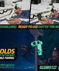 Built Tough Adjustable Trolling Motor Stabilizer Bracket With Vertical Adjustment And Shock Absorption, Hassle Free No Drill Install For Minn Kota Rhodan Garmin Boats, Ride Smooth Outboard Support, showing hands-on installation and glowing feature.