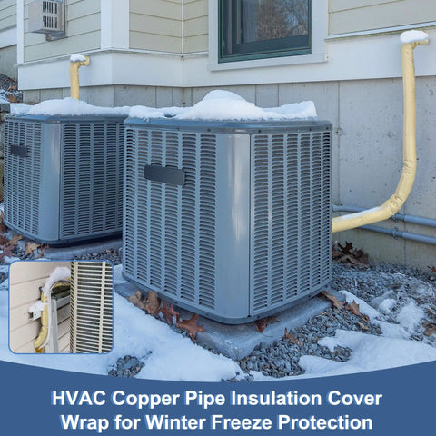 Copper Pipe Insulation Cover For Outdoor AC And Heat Pump Lines, 72 Inch By 10.2 Inch Flexible Foam Sleeve around HVAC units