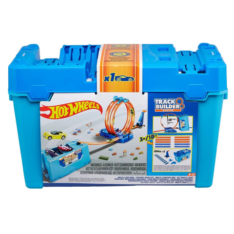 Track Builder Multi Loop Toy Car Track Set With 10 Feet Of Track In Storage Box Portable Kid Friendly Stunts Playset Includes One Sixty Four Scale Vehicle Reconfigurable Track System For Awesome Loop The Loop Action