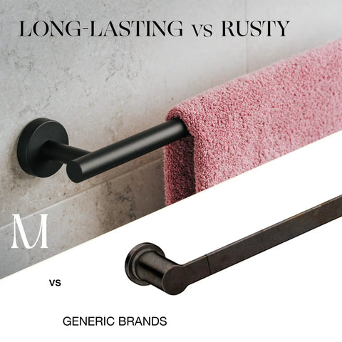 Matte Black 24 Inch Towel Bar Rack Heavy Duty Stainless Steel SUS 304 Wall Mounted Bathroom Kitchen Towel Holder Rust Proof Anti Corrosion Durable Modern Design For Showers And Sinks compared to generic brands