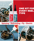 Marine Grade Reel Oil And Grease Kit With Precision Applicators For Bearings And All Reel Types Spinning Baitcasting Spincast Fly Trolling And Electric Reels 1 Oz Each Built To Tackle Saltwater Tough Conditions And Heavy Loads