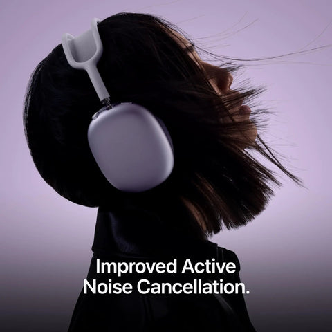 Person wearing AirPods Max 2 Wireless Over Ear Headphones With Active Noise Cancellation Adaptive Audio, side view.