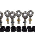Bulletproof 1/2 Inch Rod End Kit Featuring Heat Treated Steel Bodies And Machined Aluminum Cone Spacers Hardcore 4 Link Steering Rig with eight joints and cone shims.