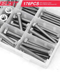176 Piece Heavy Duty Bolts and Nuts Set in 304 Stainless Steel M6 M8 M10 Includes 8 Most Common Sizes for DIYers and Auto Pros Built To Last Hex Bolts and Nuts Kit inside organizer