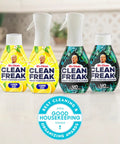 Clean Freak Multi Surface Cleaning Spray Starter Kit With Deep Cleaning Mist And Refill Bundle, Unstopables Fresh Scent, 64 Fl Oz Total displayed on a kitchen counter.