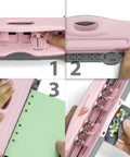 Adjustable 6 Hole Punch For Planners And Binders With 8 Sheet Capacity In Pink A5 Ready Right Out Of The Box And Versatile For Mini Pocket A6 Personal And Half Letter Paper Left Or Right Side Paper Guide