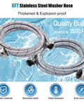 Six Foot Premium Stainless Steel Washer Hoses With 90 Degree Elbow No Lead Burst Proof Three Quarter Inch NPT Connection