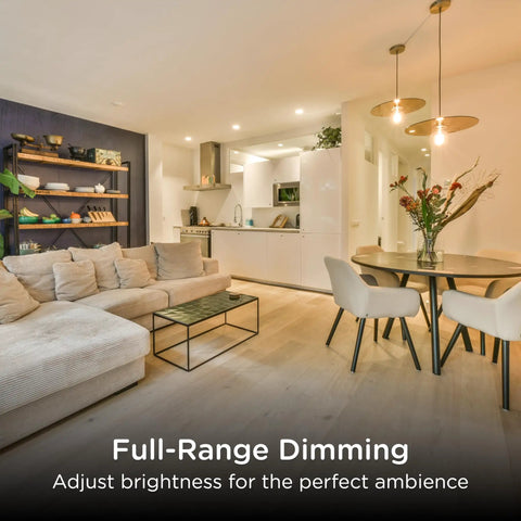 Slick Z Wave Long Range Dimmer Switch With Classic Toggle Design For Effortless Smart Home Control Compatible With Alexa And Google Assistants For No Sweat Diy Installation in a modern kitchen-living area.