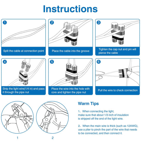 Instructions for Fastlock2 Low Voltage Landscape Lighting Wire Connector 12 Pack Waterproof 12 To 18 Gauge For Outdoor Path Lights No Fuss Install And Reliable Connections For 12 Lights.