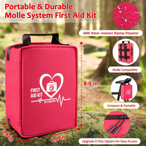 Grab and Go First Aid Kit With Rapid Response Labeled Compartments Compact Waterproof Emergency Kit With Molle Straps