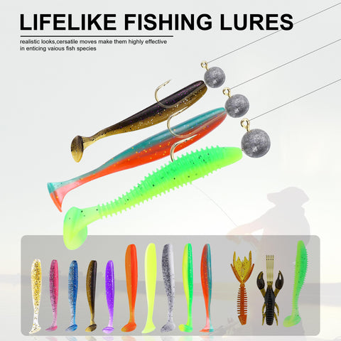 All In One 220 Piece Fishing Lures Kit Box With Soft Plastics Hooks Swimbaits Crankbaits Jigs And Accessories lifelike lures image
