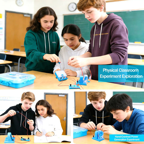 Students using Hands On Basic Electricity And Magnetism Lab Kit For High School Students in classroom experiments.