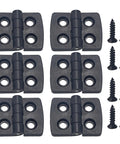 Top Shelf Black Plastic Hinges Featuring Premium Hardware Included Making Electrical Cabinet Mounting A Snap While Offering Lock Tight Security And Snappy Action For Tool Boxes And Storage Cabinets, six pieces shown with screws.