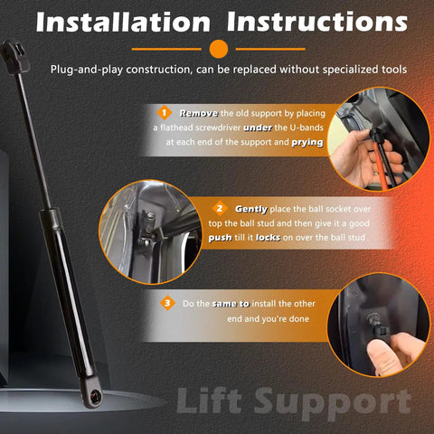 Installation instructions for Heavy Duty 2 Pack Liftgate Struts And Rear Trunk Supports Compatible With Nissan Rogue 2014 To 2020.
