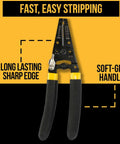 Wire stripper with long-lasting sharp edge and soft-grip handles for All-In-One 15-In-1 Network Tool Kit for Ethernet Cabling.