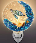 Seashell Night Light Plug In Ocean Vibe Decor With Sea Turtle Ornament, illuminated with seashells and starfish design