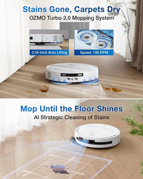 Deebot T50 Pro Omni Robot Vacuum And Mop Built For Busy Homes No Fuss Cleaning With 3.19 Inch Ultra Slim Body 15000Pa Suction