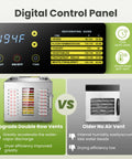 Digital control panel for Heavy Duty No Cap Commercial Food Dehydrator Machine With Ten Detachable Stainless Steel Trays, showing temperature settings.