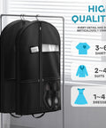 On The Go Travel Garment Bag 43 Inch Heavy Duty Suit Carrier With Zipper Pocket, two bags on rack, holds suits, shirts, dresses